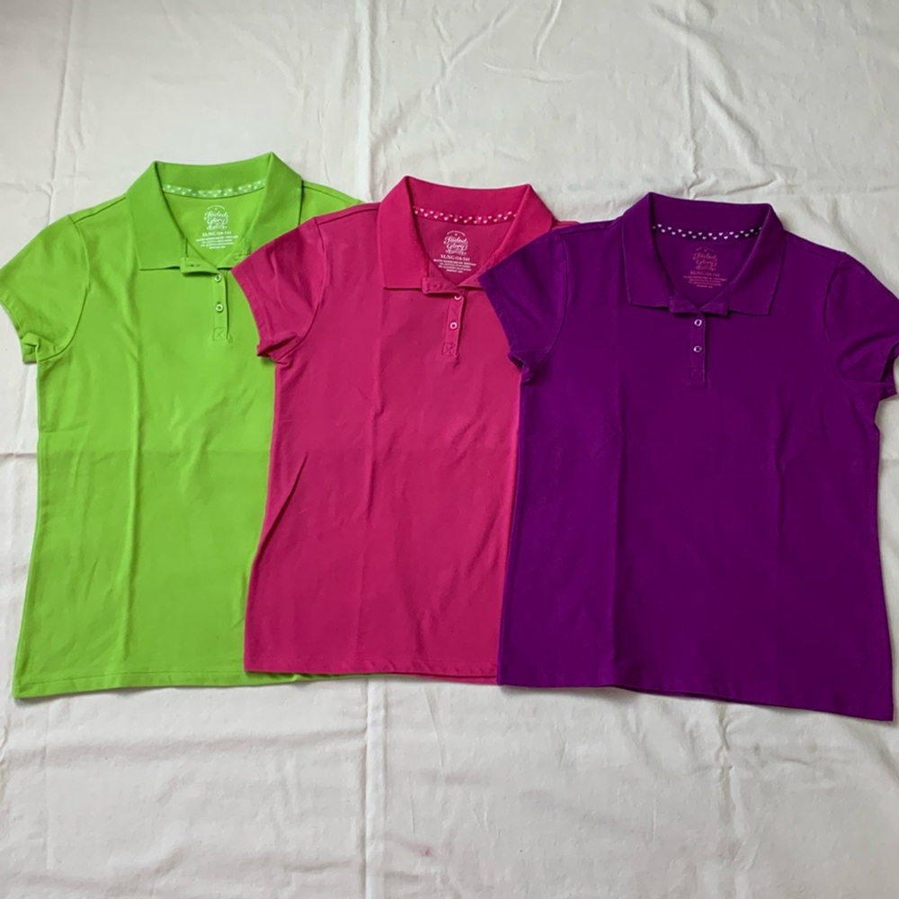 Lot of 3 Girls Fafed Glory Polo Shirt Schoolwear in Mixed Colors Size XL 14/16🌸